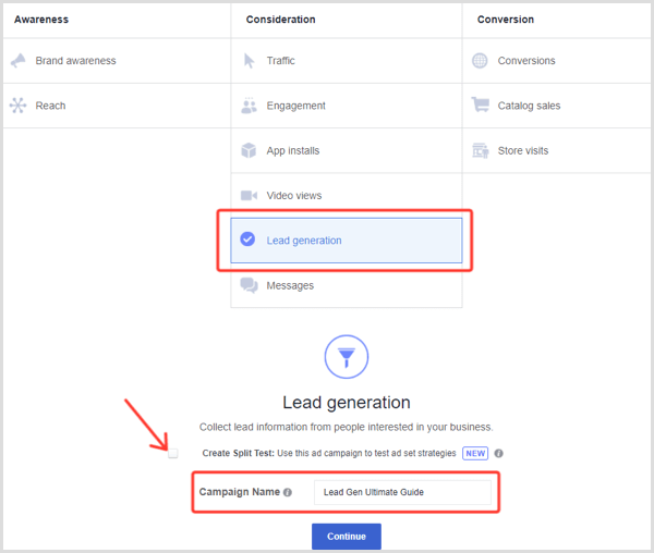 generate lead on facebook